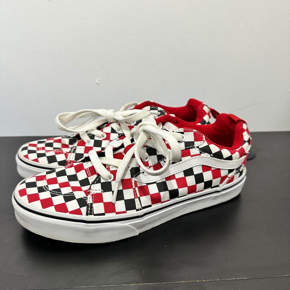 Vans Lowland CC Checkerboard Skate‎ Shoes Youth Size 6 Red Black White
